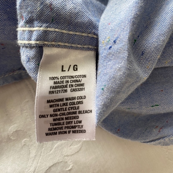 Aeropostale Men's Blue Rainbow Specked Long Sleeve Button Down Shirt Size Large‎ - Picture 8 of 13